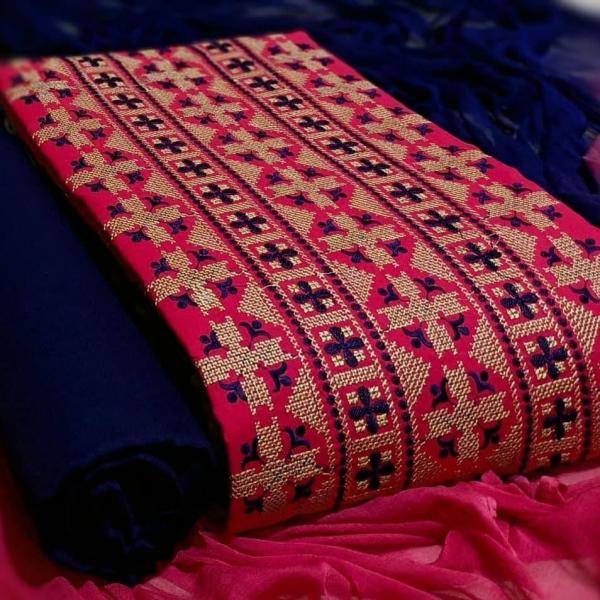 PC Cotton 3 Designer Cotton Kashmiri Work Dress Materials